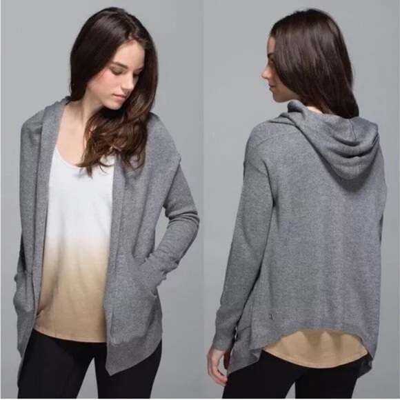 Lululemon Gray Cabin Yogi Wrap
Heathered Medium Grey Hooded Cardigan Sweater - Picture 1 of 13